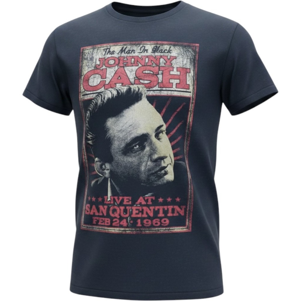 Johnny Cash‎ Live at San Quentin Graphic T-Shirt Men's Large Black Merch Traffic